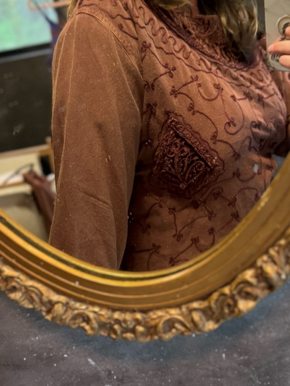 Embroidered Two-Piece Rust Brown Set - Picture 5 of 8